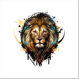 Lion Portrait Animal Painting Wildlife Outdoors Adventure Posters and Art